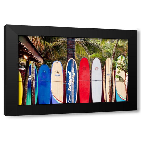 Surf Boards Black Modern Wood Framed Art Print with Double Matting by Singleton, Ashley