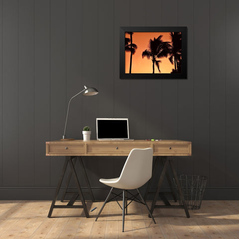 Palms at Sunset Black Modern Wood Framed Art Print by Singleton, Ashley