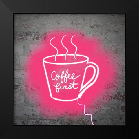 Coffee First Black Modern Wood Framed Art Print by Singleton, Ashley