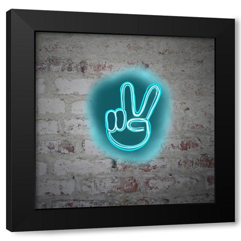 Peace Black Modern Wood Framed Art Print by Singleton, Ashley