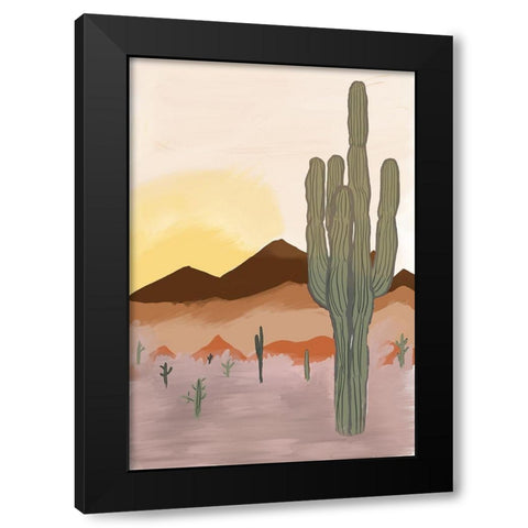 Cactus Black Modern Wood Framed Art Print with Double Matting by Singleton, Ashley