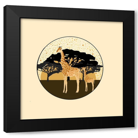 Giraffes Black Modern Wood Framed Art Print with Double Matting by Singleton, Ashley