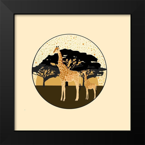 Giraffes Black Modern Wood Framed Art Print by Singleton, Ashley