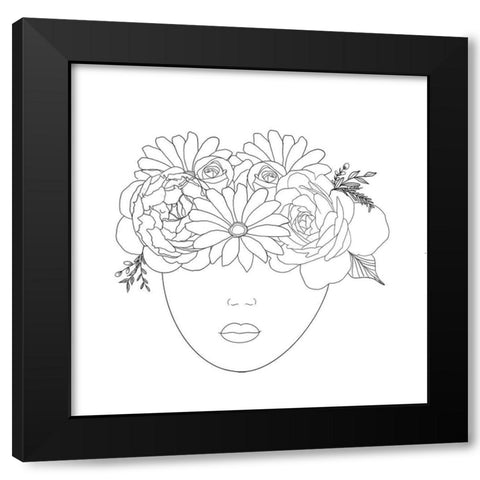 Floral Girl Black Modern Wood Framed Art Print with Double Matting by Singleton, Ashley
