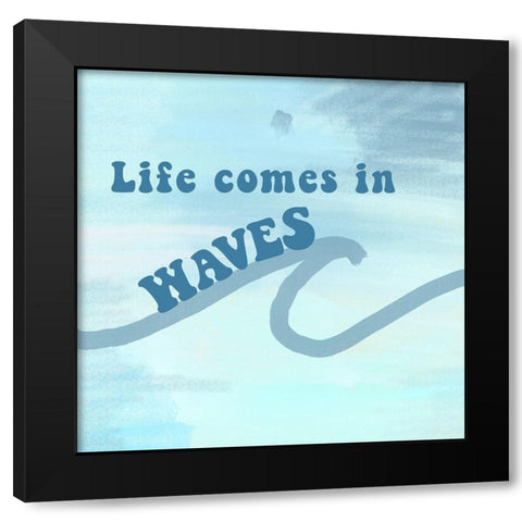 Waves Black Modern Wood Framed Art Print with Double Matting by Singleton, Ashley