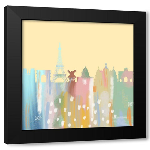 City Skyline Black Modern Wood Framed Art Print by Singleton, Ashley