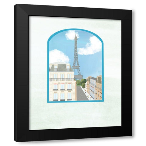 Eiffel Tower Window Black Modern Wood Framed Art Print by Singleton, Ashley
