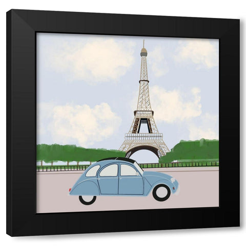 Eiffel Tower II Black Modern Wood Framed Art Print with Double Matting by Singleton, Ashley