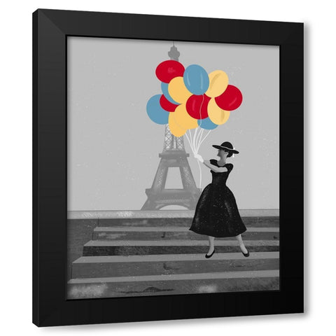 French Balloons Black Modern Wood Framed Art Print by Singleton, Ashley