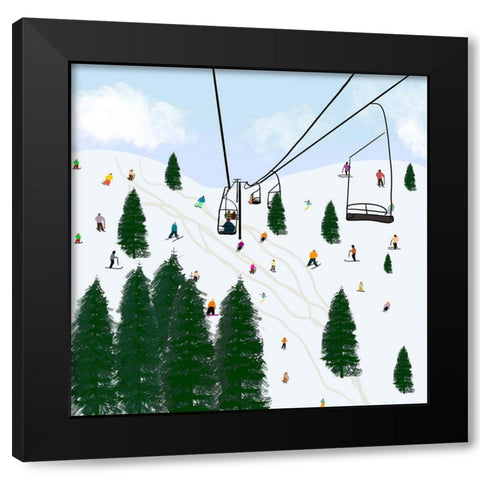 Ski Lift Black Modern Wood Framed Art Print with Double Matting by Singleton, Ashley