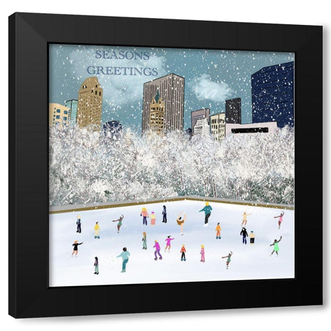 Seasons Greetings Black Modern Wood Framed Art Print with Double Matting by Singleton, Ashley