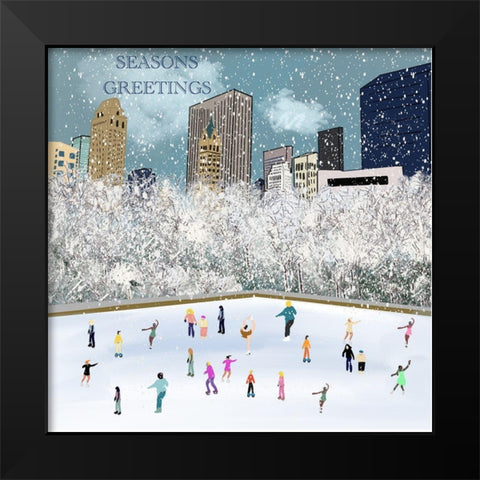 Seasons Greetings Black Modern Wood Framed Art Print by Singleton, Ashley