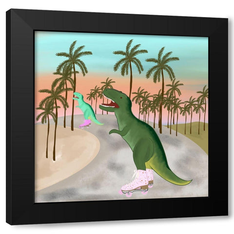 Derby Dino Black Modern Wood Framed Art Print with Double Matting by Singleton, Ashley