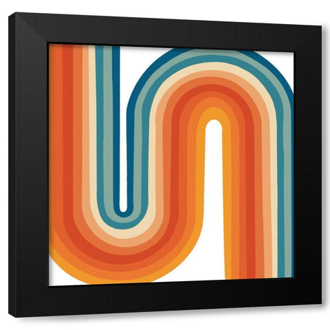 Retro Rainbow Black Modern Wood Framed Art Print by Singleton, Ashley