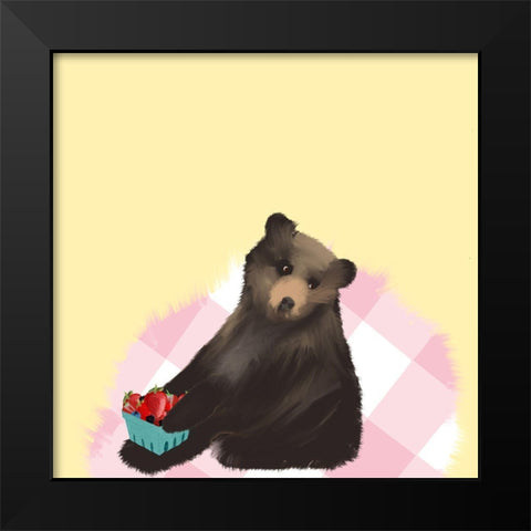 Picnic Bear Black Modern Wood Framed Art Print by Singleton, Ashley