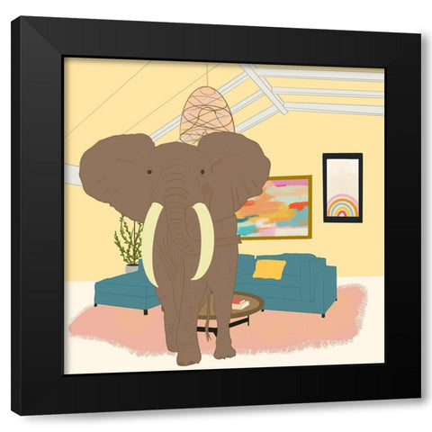 Elephant in the Room Black Modern Wood Framed Art Print by Singleton, Ashley
