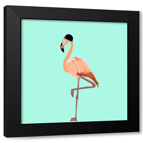 Hat on a Flamingo Black Modern Wood Framed Art Print with Double Matting by Singleton, Ashley