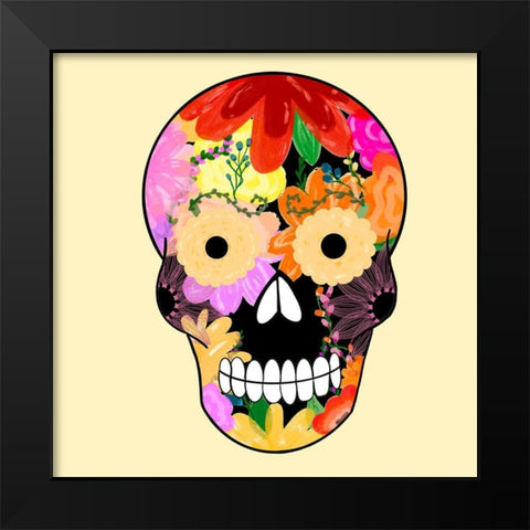 Flower Face Black Modern Wood Framed Art Print by Singleton, Ashley