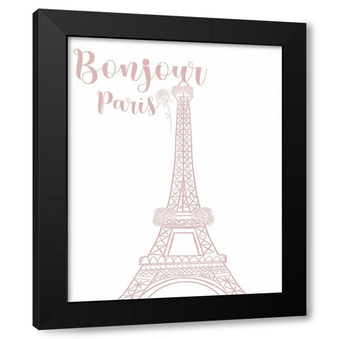 Bonjour Black Modern Wood Framed Art Print by Singleton, Ashley