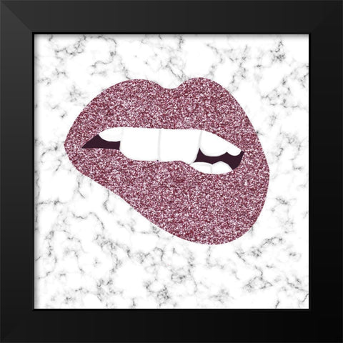 Pink Pout Black Modern Wood Framed Art Print by Singleton, Ashley