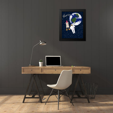 Greetings Black Modern Wood Framed Art Print by Singleton, Ashley