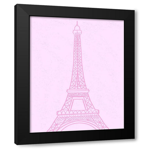 Pink Eiffel Tower Black Modern Wood Framed Art Print by Singleton, Ashley
