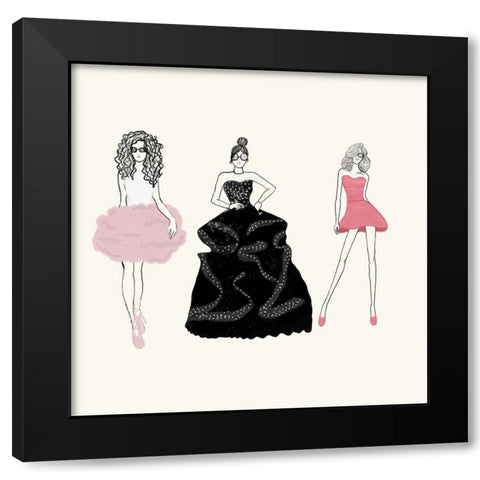 Fashion Show Black Modern Wood Framed Art Print by Singleton, Ashley