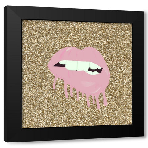 Lips Black Modern Wood Framed Art Print by Singleton, Ashley