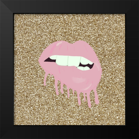 Lips Black Modern Wood Framed Art Print by Singleton, Ashley