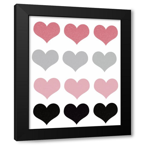 Hearts Black Modern Wood Framed Art Print with Double Matting by Singleton, Ashley