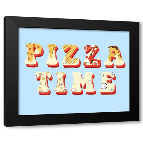 Pizza Time Black Modern Wood Framed Art Print with Double Matting by Singleton, Ashley