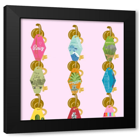 Key Collection Black Modern Wood Framed Art Print by Singleton, Ashley