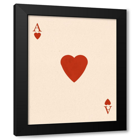 Ace of Hearts Black Modern Wood Framed Art Print with Double Matting by Singleton, Ashley