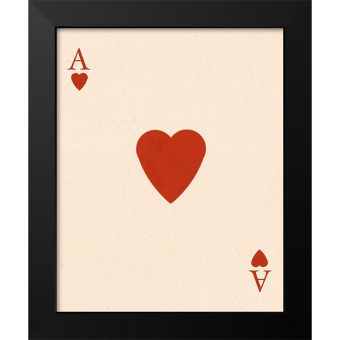 Ace of Hearts Black Modern Wood Framed Art Print by Singleton, Ashley
