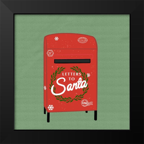 Christmas Mailbox Black Modern Wood Framed Art Print by Singleton, Ashley