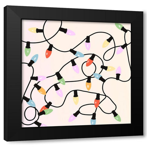 Christmas Lights Black Modern Wood Framed Art Print with Double Matting by Singleton, Ashley