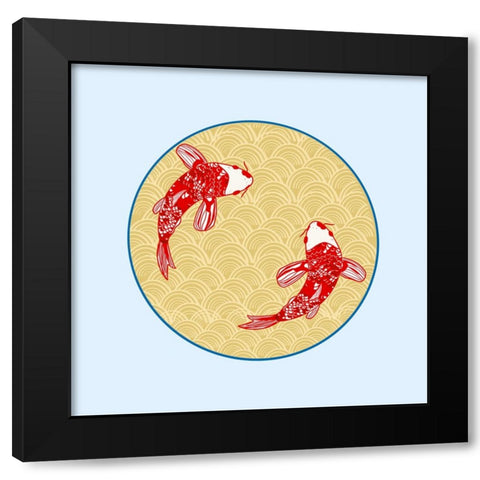 Koi Fish Black Modern Wood Framed Art Print with Double Matting by Singleton, Ashley