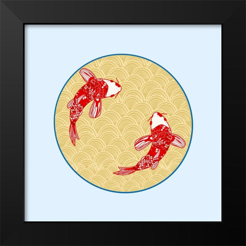 Koi Fish Black Modern Wood Framed Art Print by Singleton, Ashley