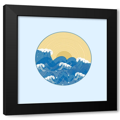 Waves Black Modern Wood Framed Art Print with Double Matting by Singleton, Ashley