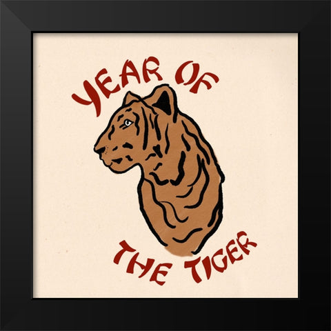 Year of the Tiger Black Modern Wood Framed Art Print by Singleton, Ashley