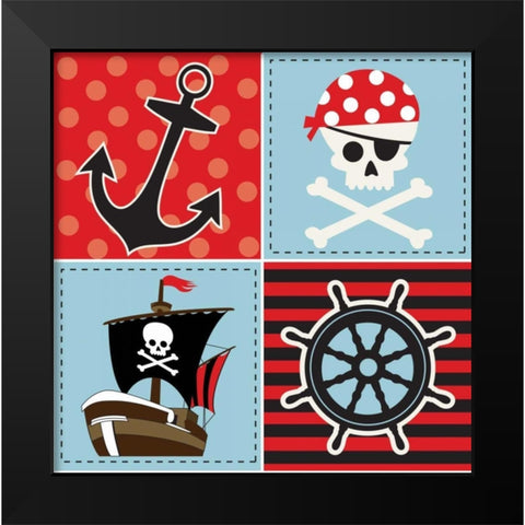 Ahoy Pirate Boy II Black Modern Wood Framed Art Print by ND Art and Design