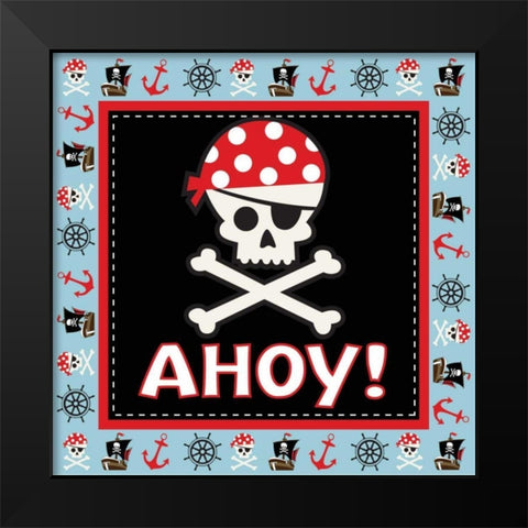 Ahoy Pirate Boy III Black Modern Wood Framed Art Print by ND Art and Design