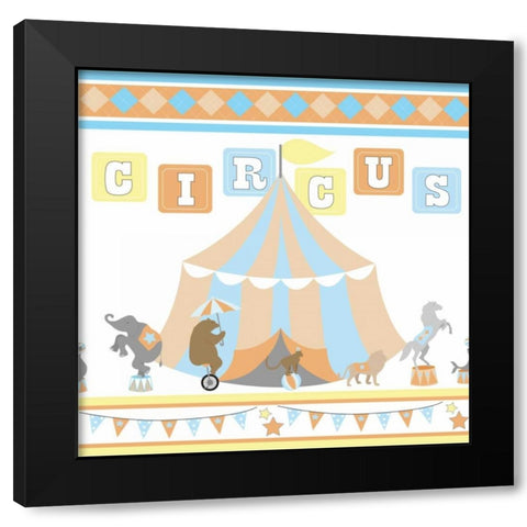 Baby Big Top VII Blue Black Modern Wood Framed Art Print by ND Art and Design