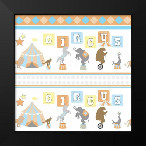 Baby Big Top XII Blue Black Modern Wood Framed Art Print by ND Art and Design