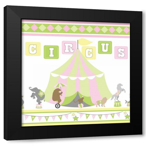 Baby Big Top VII Pink Black Modern Wood Framed Art Print by ND Art and Design