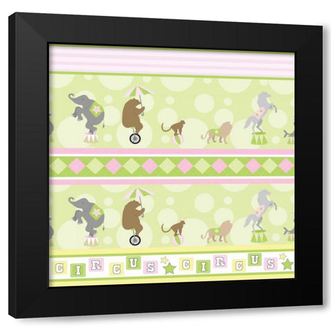 Baby Big Top VIII Pink Black Modern Wood Framed Art Print by ND Art and Design