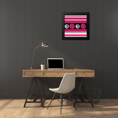 Bold Pink Flower II Black Modern Wood Framed Art Print by ND Art and Design