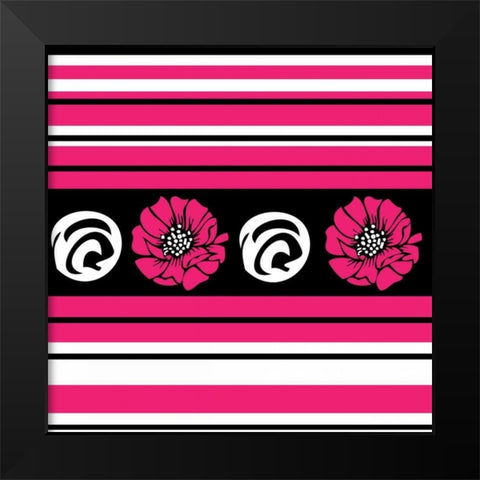 Bold Pink Flower II Black Modern Wood Framed Art Print by ND Art and Design