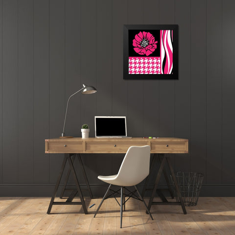 Bold Pink Flower IX Black Modern Wood Framed Art Print by ND Art and Design