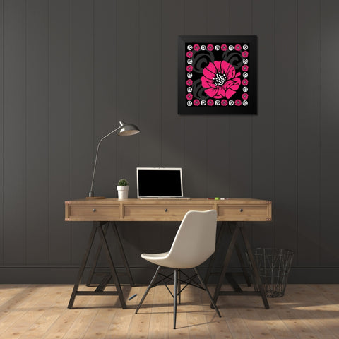 Bold Pink Flower X Black Modern Wood Framed Art Print by ND Art and Design